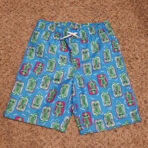 Lands' End Boy's Size 8 Swim Shorts Blue Green Alligator Crocodile NWOT